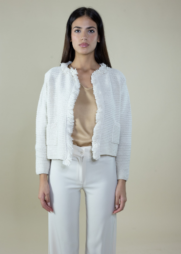 Immagine di CARDIGAN CORTO SFRANGIATO CON TASCHE