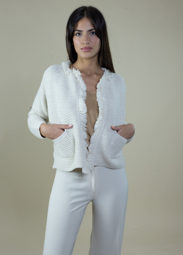 Immagine di CARDIGAN CORTO SFRANGIATO CON TASCHE