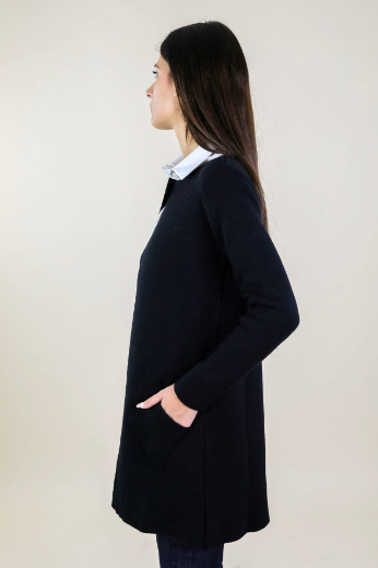 Immagine di CARDIGAN LUNO CON BOTTONE COLLO E TASCHE