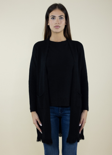 Immagine di CARDIGAN LUNGO CON TASCHE E FRANGIA