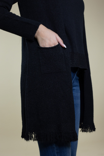 Immagine di CARDIGAN LUNGO CON TASCHE E FRANGIA