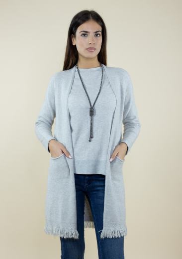 Immagine di CARDIGAN LUNGO CON TASCHE E FRANGIA
