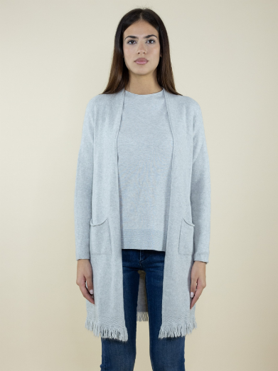 Immagine di CARDIGAN LUNGO CON TASCHE E FRANGIA