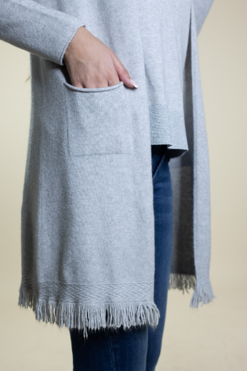 Immagine di CARDIGAN LUNGO CON TASCHE E FRANGIA