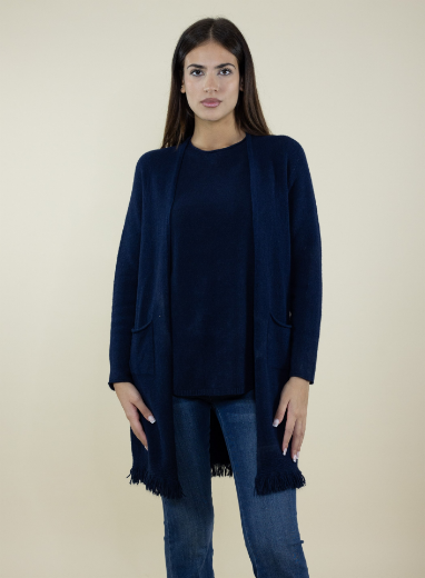 Immagine di CARDIGAN LUNGO CON TASCHE E FRANGIA