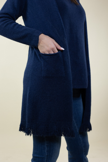 Immagine di CARDIGAN LUNGO CON TASCHE E FRANGIA