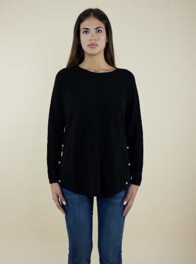 Immagine di MAGLIA LUNGA CON SPACCHI E PERLE LATERAL