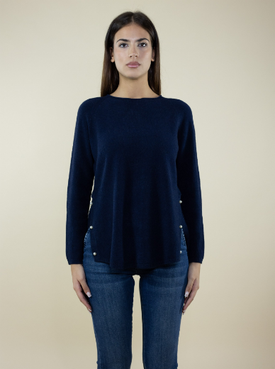 Immagine di MAGLIA LUNGA CON SPACCHI E PERLE LATERAL