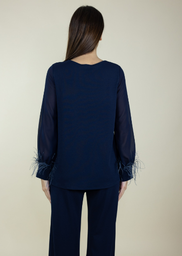 Immagine di BLUSA CON PIUME SULLA MANICA IN SCUBA