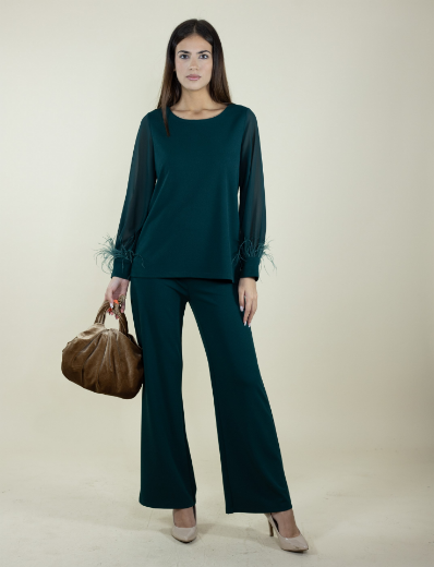 Immagine di PANTALONE PALAZZO IN SCUBA CON ELASTICO