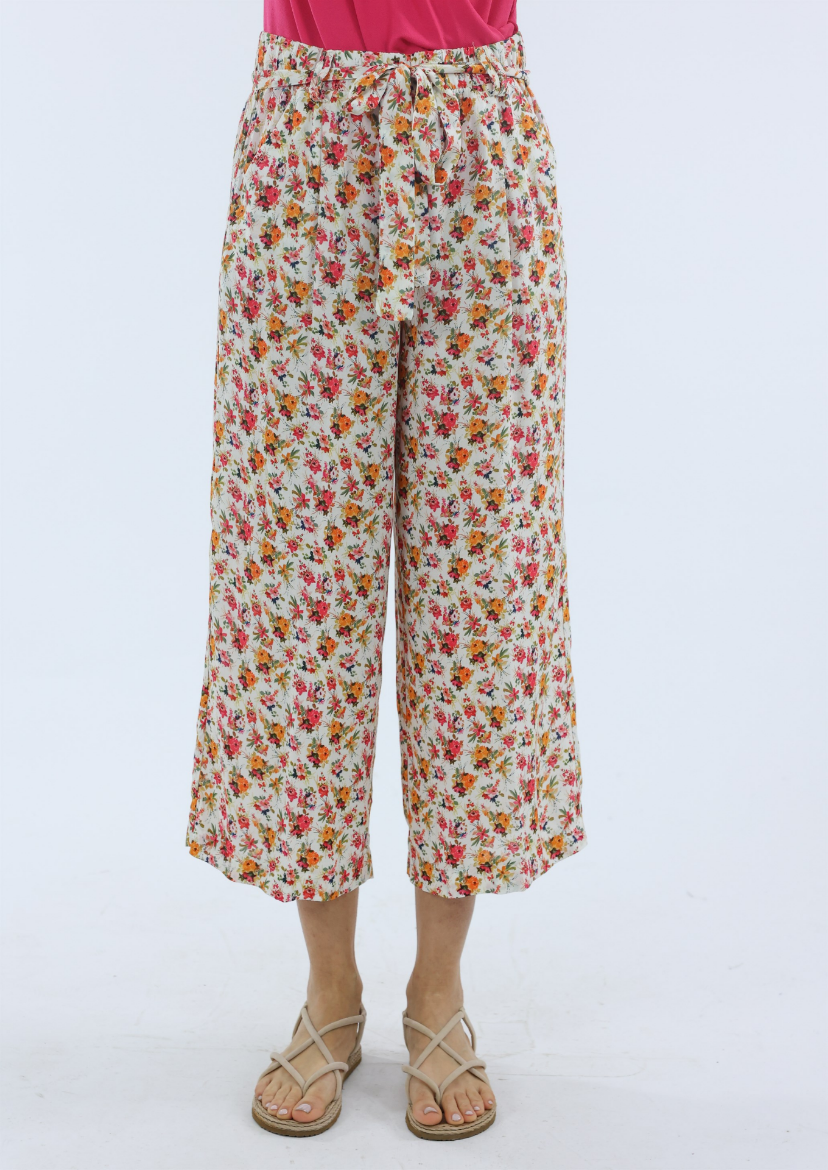 Immagine di Pantalone corto fiorellini con fusciacca