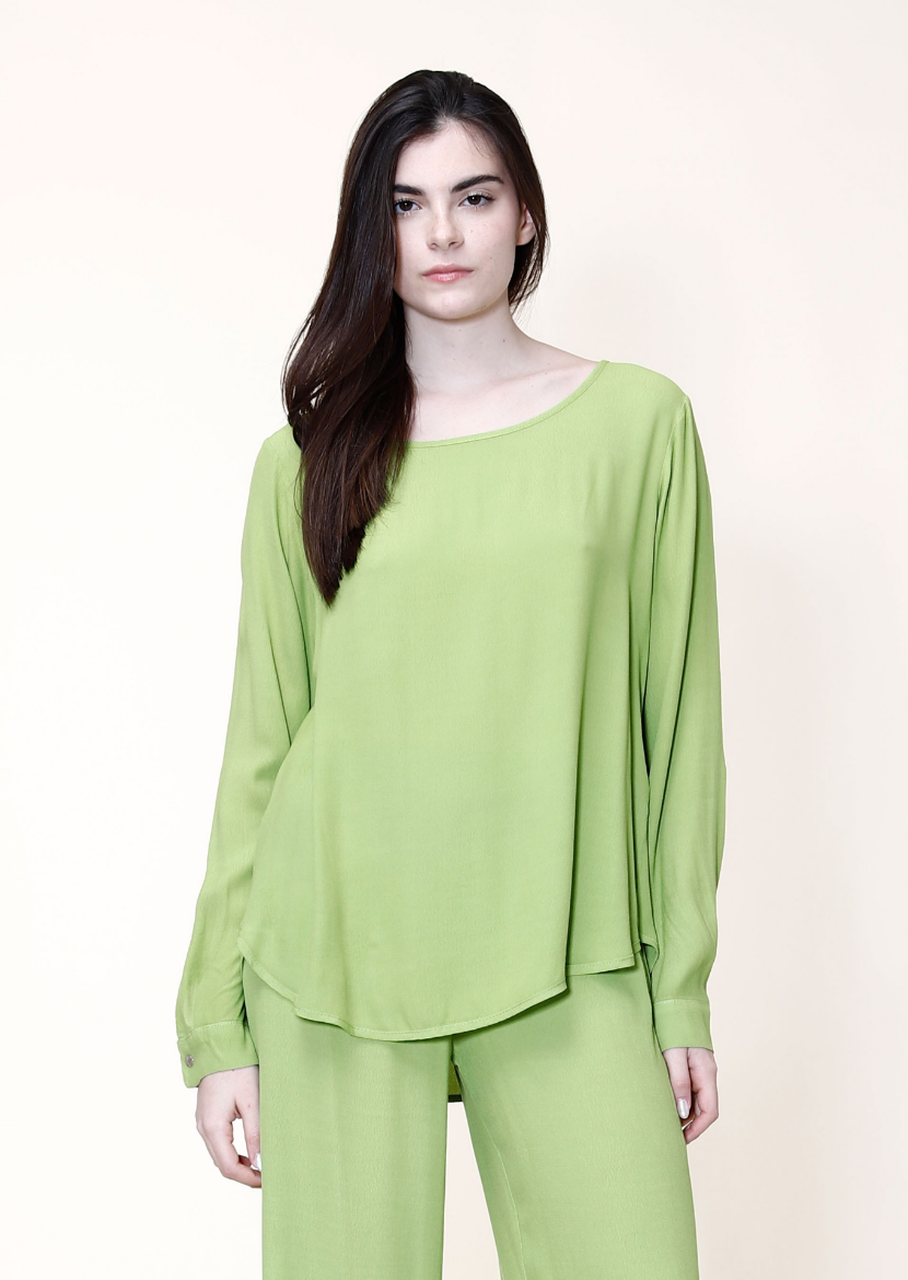 Immagine di Blusa in crepe manica lunga con piegone