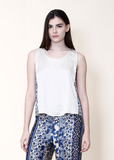 Immagine di Top in unito con fascia barocco allover