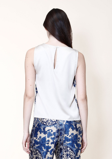 Immagine di Top in unito con fascia barocco allover