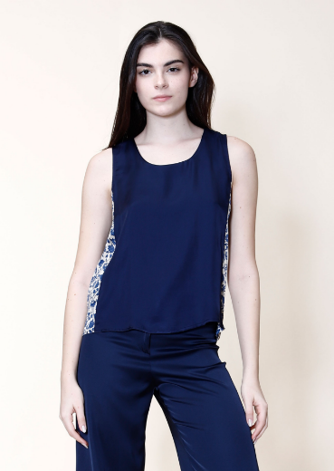 Immagine di Top in unito con fascia barocco allover