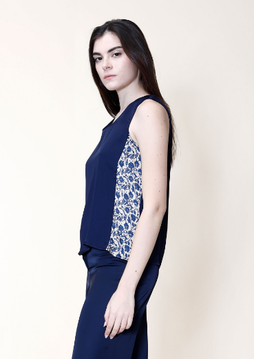 Immagine di Top in unito con fascia barocco allover