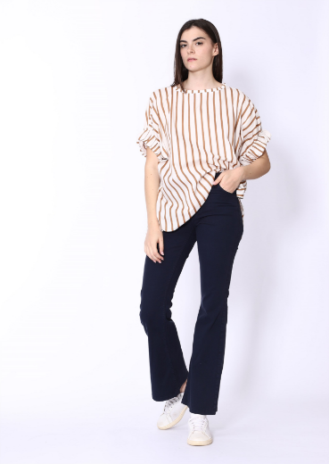 Immagine di Blusa over rigata con elastico manica