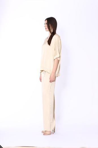 Immagine di Blusa a v con manica scivolata in seta
