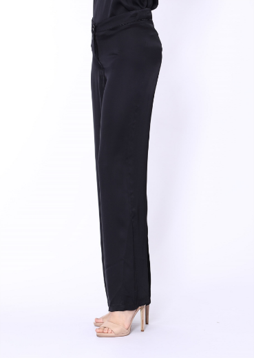 Immagine di Pantalone largo con cinto e zip in seta