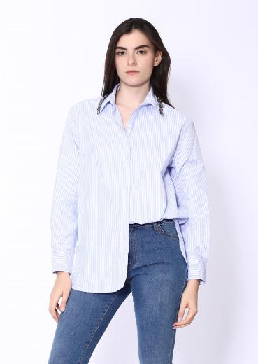 Immagine di Camicia a righe con applicazione collett
