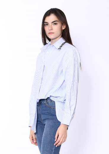 Immagine di Camicia a righe con applicazione collett
