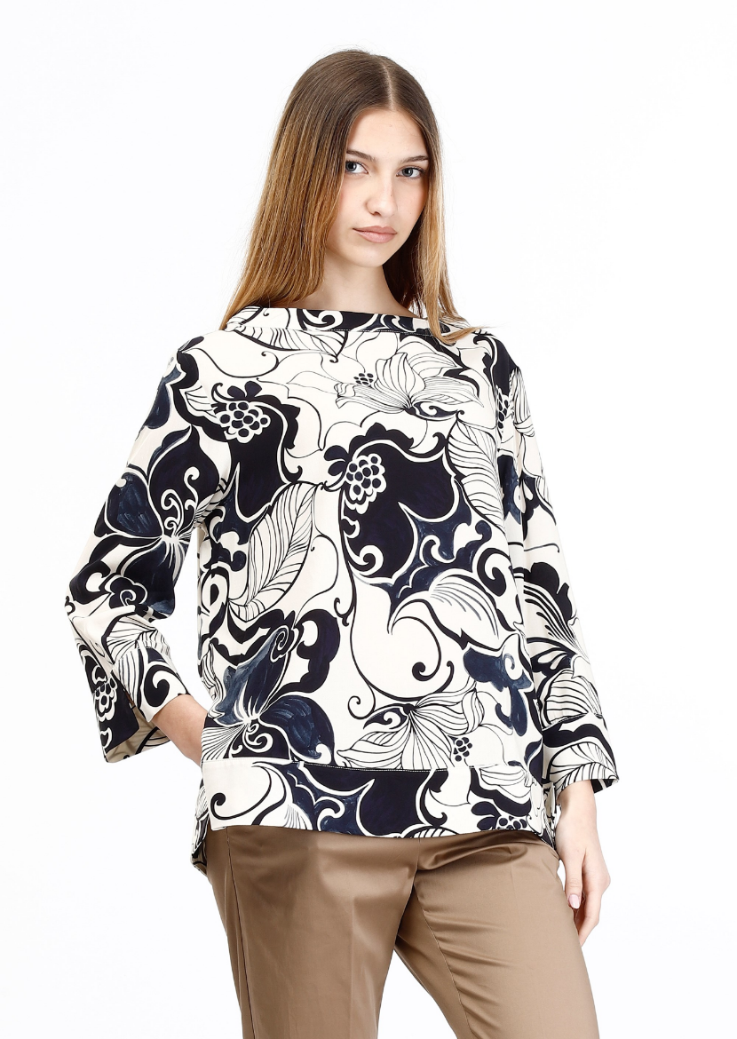 Immagine di Blusa fantsia floreale collo in piedi