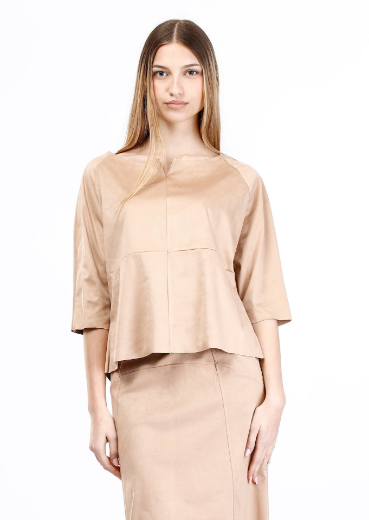 Immagine di Blusa corta in dainetto con tagli