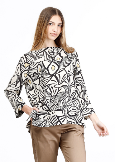 Immagine di Blusa fantasia astratta collo in piedi