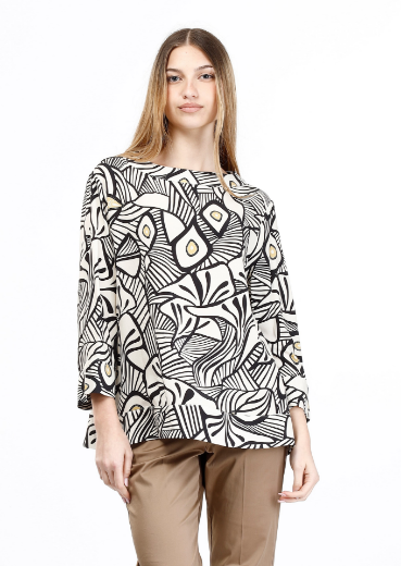 Immagine di Blusa fantasia astratta collo in piedi