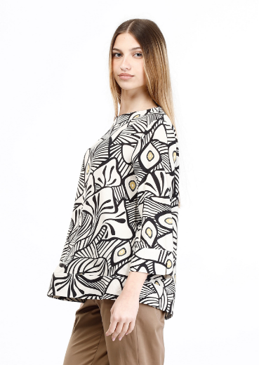 Immagine di Blusa fantasia astratta collo in piedi