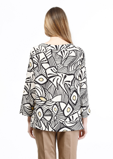 Immagine di Blusa fantasia astratta collo in piedi