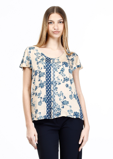 Immagine di Blusa slim fantasia natura patchwork