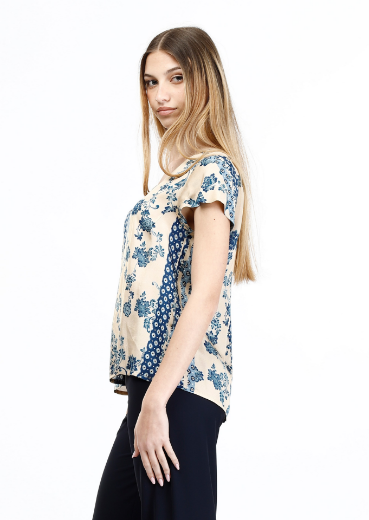 Immagine di Blusa slim fantasia natura patchwork