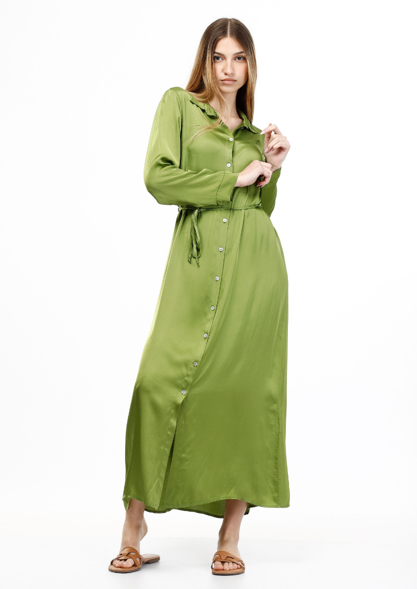 Immagine di Abito lungo in raso con colletto