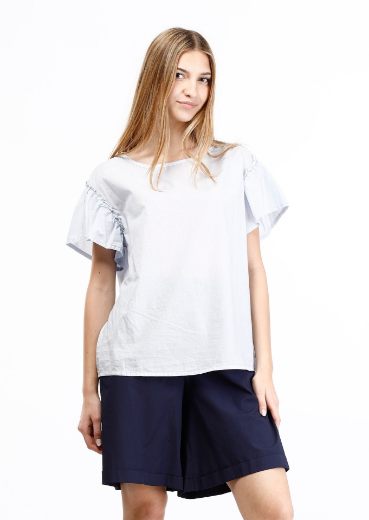 Immagine di Blusa in cotone con arricciatura manica