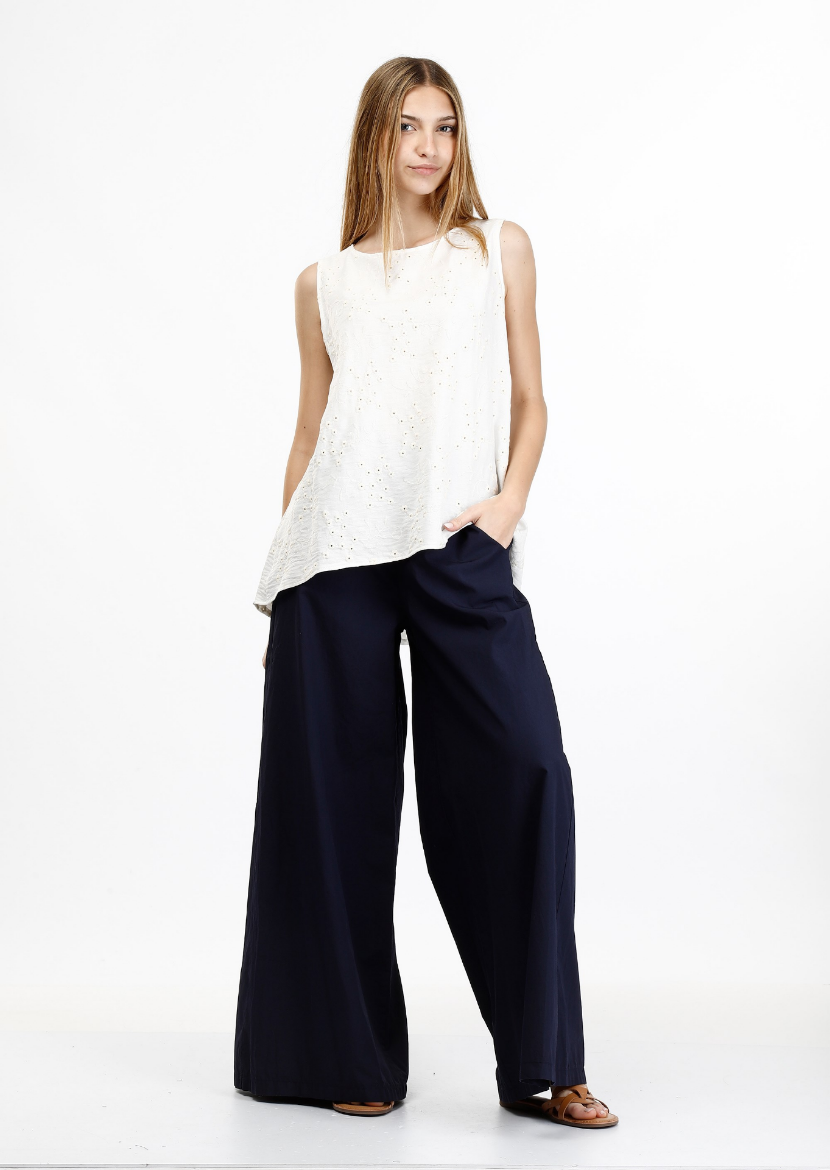 Immagine di Pantalone palazzo in cotone con tasche