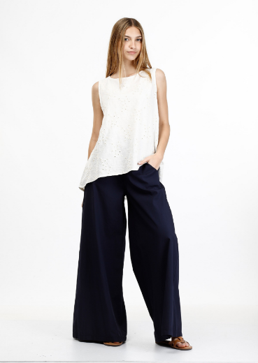Immagine di Pantalone palazzo in cotone con tasche