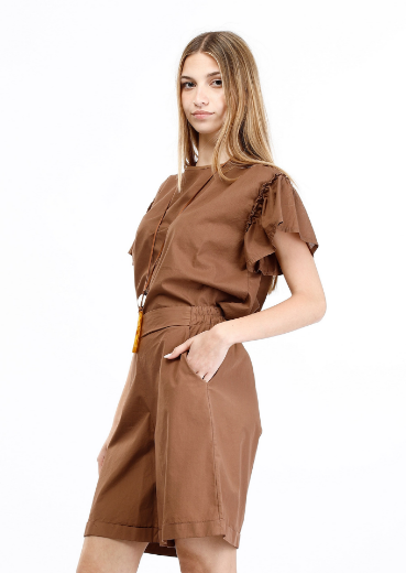 Immagine di Blusa in cotone con arricciatura manica