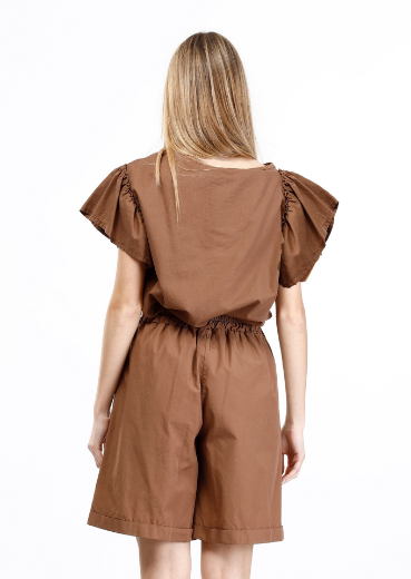 Immagine di Blusa in cotone con arricciatura manica