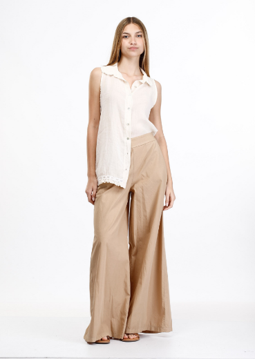 Immagine di Pantalone palazzo in cotone con tasche