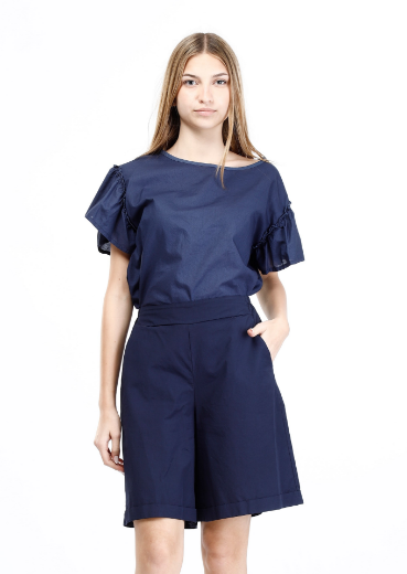 Immagine di Blusa in cotone con arricciatura manica