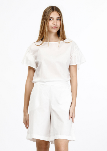 Immagine di Blusa in cotone con arricciatura manica