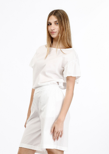 Immagine di Blusa in cotone con arricciatura manica