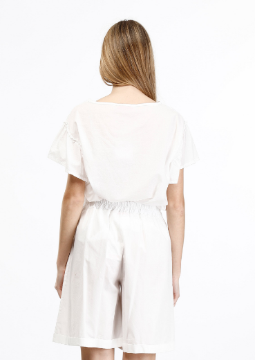 Immagine di Blusa in cotone con arricciatura manica