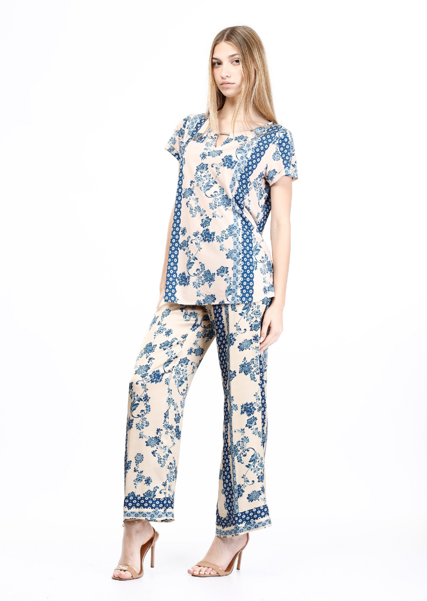 Immagine di T-shirt jersey fantasia natura patchwork
