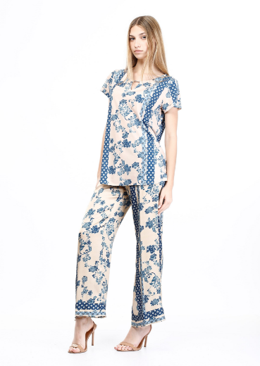 Immagine di T-shirt jersey fantasia natura patchwork