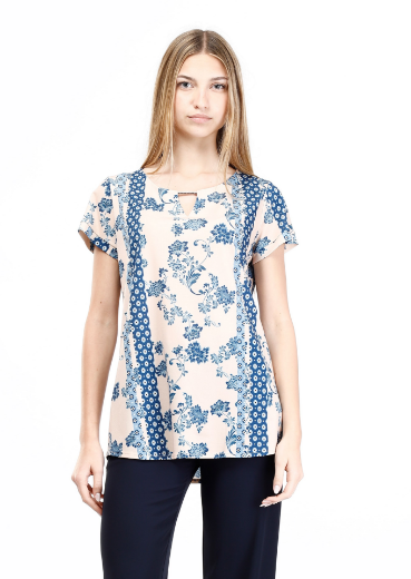 Immagine di T-shirt jersey fantasia natura patchwork