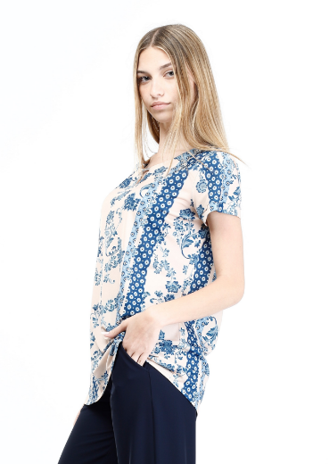 Immagine di T-shirt jersey fantasia natura patchwork