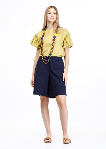 Immagine di Blusa in cotone con arricciatura manica
