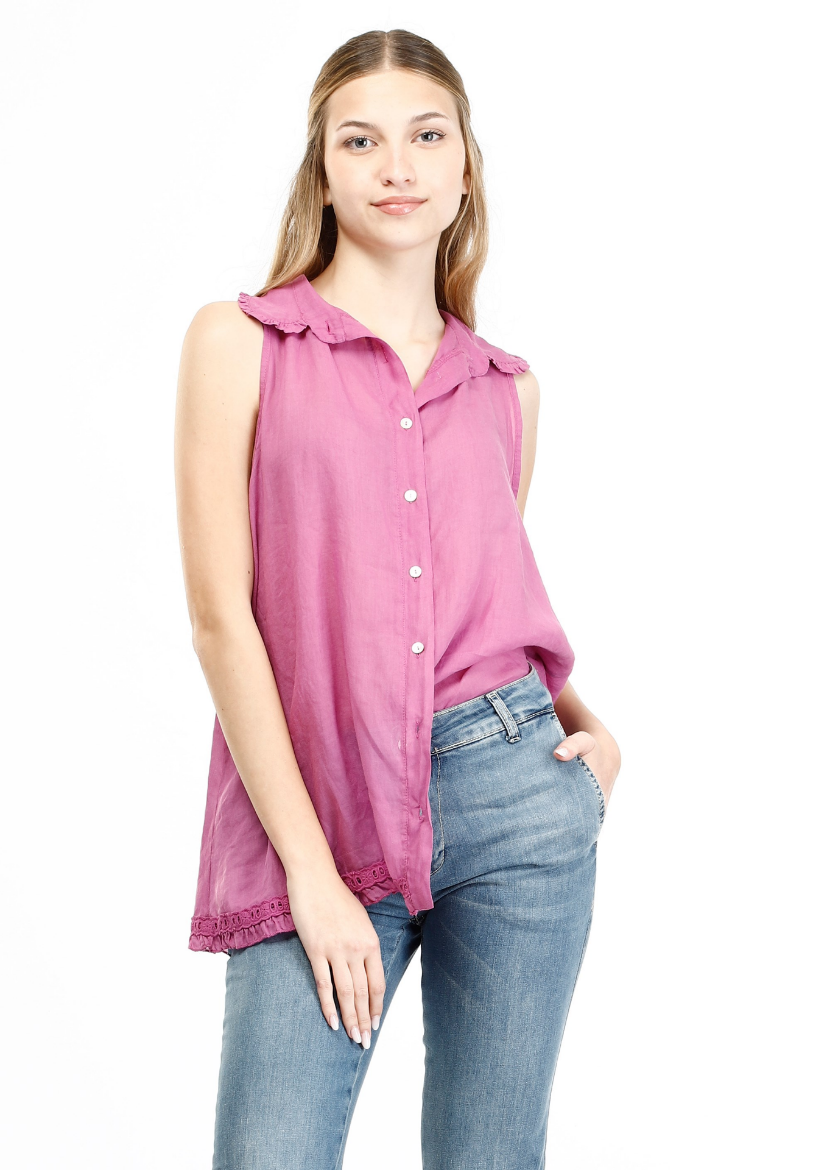 Immagine di Camicia smanicata con pizzo nel bordo
